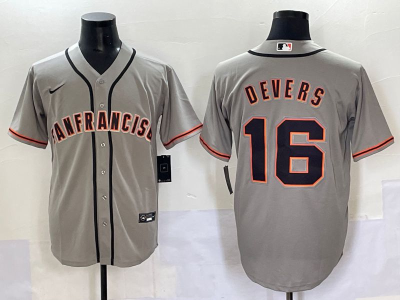 Men 2025 San Francisco Giants #16 Devers Grey Game Nike MLB Jersey style 41